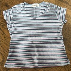 Vintage y2k blue and pink striped baby tee